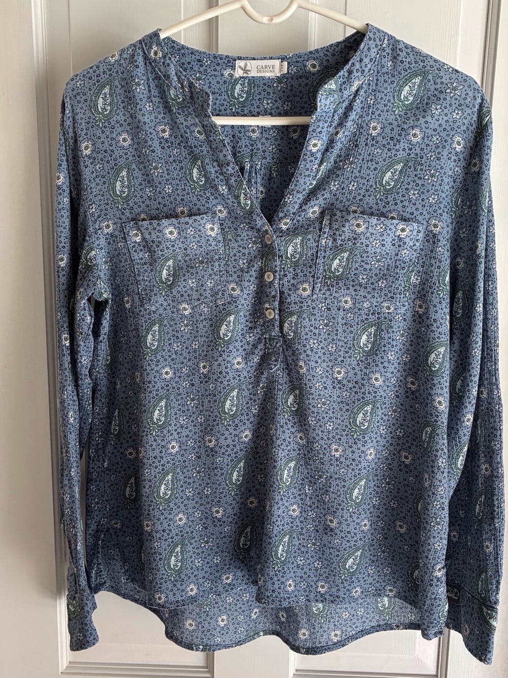 Carve Designs Blouse/Organic Gauze Cotton/Long Sleeves/M